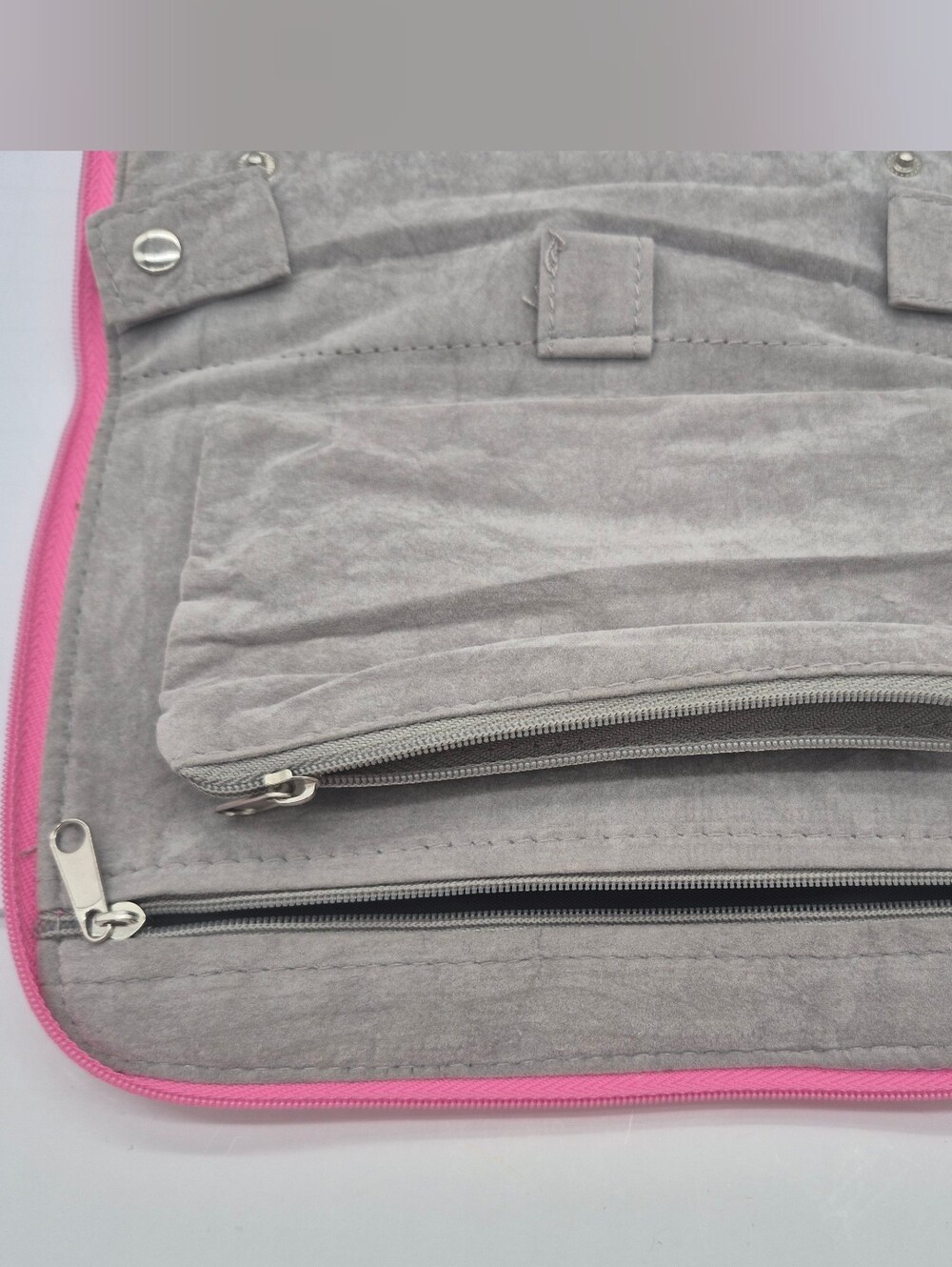 Gray and Pink Travel Cosmetic Organizer Pouch